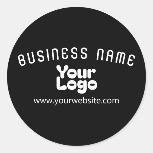 Upload Logo Retro-Modern Zwart-wit (bewerkbaar) Ronde Sticker (Voorkant)