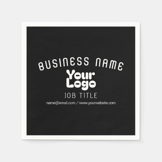 Upload Logo Retro-Modern Zwart-wit (bewerkbaar) Servet (Voorkant)