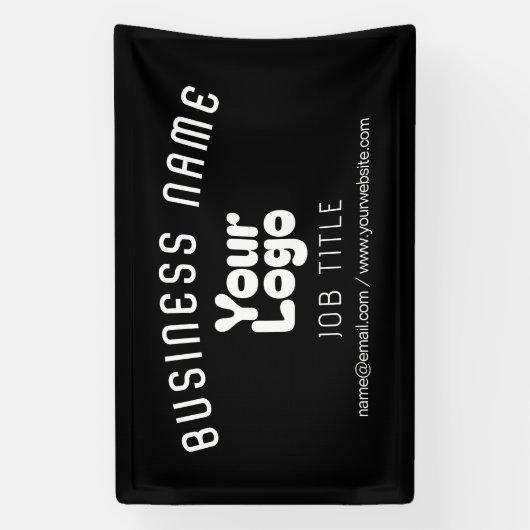 Upload Logo Retro-Modern Zwart-wit (bewerkbaar) Spandoek (Verticaal)