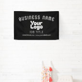 Upload Logo Retro-Modern Zwart-wit (bewerkbaar) Spandoek (Insitu)