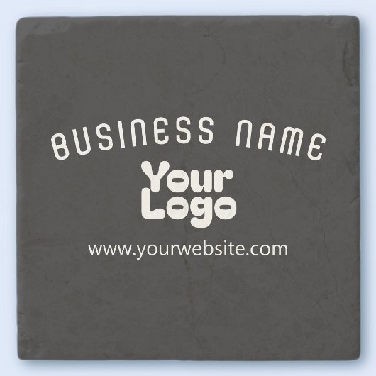Upload Logo Retro-Modern Zwart-wit (bewerkbaar) Stenen Onderzetter
