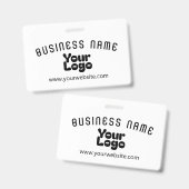 Upload Logo Retro-Moderne Wit & Zwart (bewerkbaar) Badge (Voor- en achterkant)