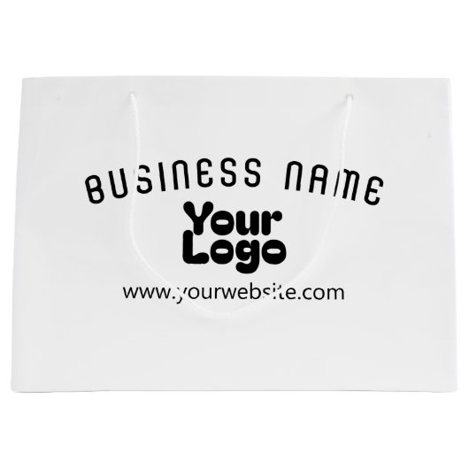 Upload Logo Retro-Moderne Wit & Zwart (bewerkbaar) Groot Cadeauzakje (Voorkant)