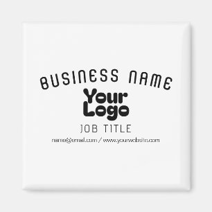 Upload Logo Retro-Moderne Wit & Zwart (bewerkbaar) Magneet