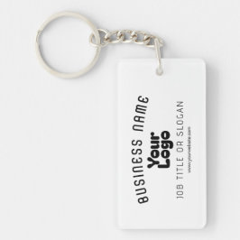 Upload Logo Retro-Moderne Wit & Zwart (bewerkbaar) Sleutelhanger