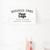 Upload Logo Retro-Moderne Wit & Zwart (bewerkbaar) Spandoek (Insitu)