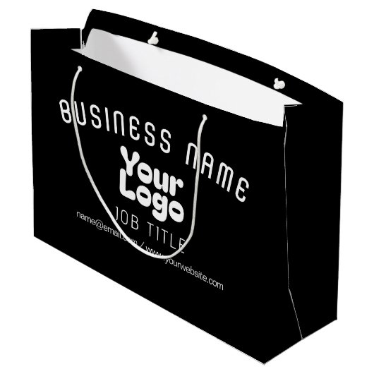 Upload Logo Retro-Moderne Zwart & Wit (bewerkbaar) Groot Cadeauzakje (Achterkant Gekanteld)