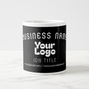Upload Logo Retro-Moderne Zwart & Wit (bewerkbaar) Grote Koffiekop