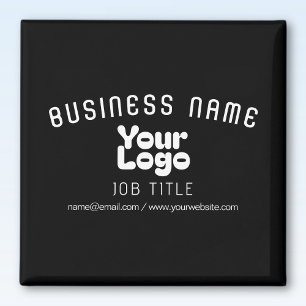 Upload Logo Retro-Moderne Zwart & Wit (bewerkbaar) Magneet