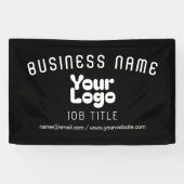 Upload Logo Retro-Moderne Zwart & Wit (bewerkbaar) Spandoek (Horizontaal)