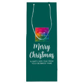Upload Logo Sjabloon Merry Christmas Typografie Wijn Cadeautas (Achterkant)