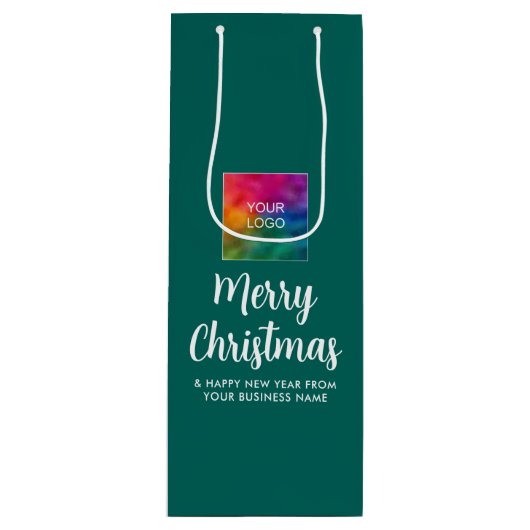 Upload Logo Sjabloon Merry Christmas Typografie Wijn Cadeautas (Voorkant)