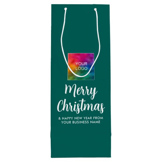 Upload Logo Sjabloon Merry Christmas Typography Wijn Cadeautas (Achterkant)