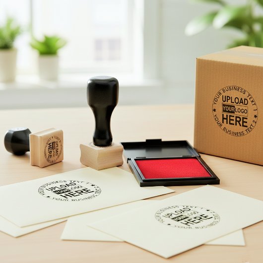Upload logo stempel. Aangepaste kleine bedrijfslet Rubberstempel