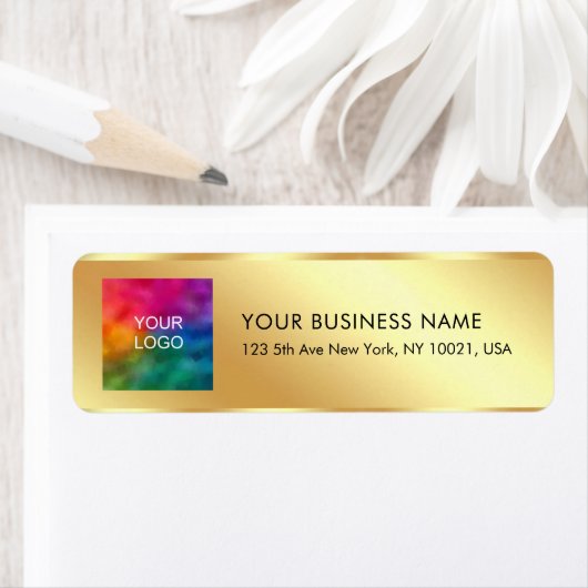 Upload Logo Stijlvol Goud Calligrafie Sjabloon Etiket (Insitu)