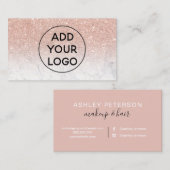 upload logo typografie marmer roos goud glitter visitekaartje (Voorkant / Achterkant)