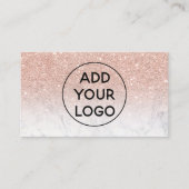upload logo typografie marmer roos goud glitter visitekaartje (Voorkant)