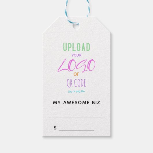 Upload PERSONALIZE LOGO QR BRANDING Cadeaulabel (Voorkant)