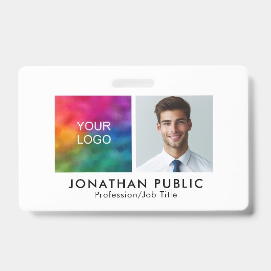Upload Personeelsfoto Bedrijfslogo Hier Sjabloon Badge (Voorzijde)