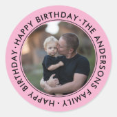 upload picture Custom Photo Happy Birthday Family Ronde Sticker (Voorkant)