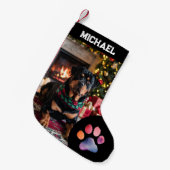 upload picture Dog Custom Photo text Personalized  Kleine Kerstsok (Voorkant (Hangend))
