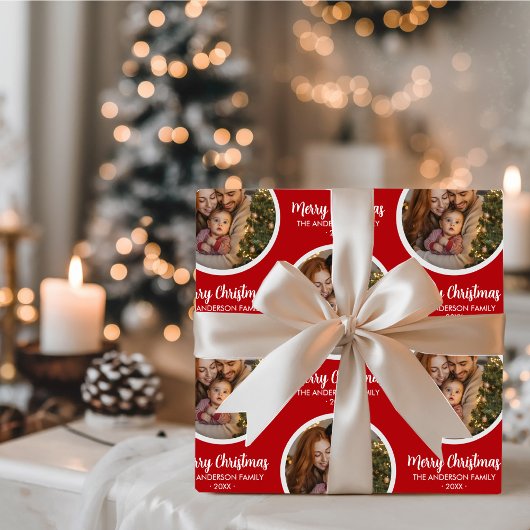 Upload Picture Personalized Photo & text Christmas Cadeaupapier
