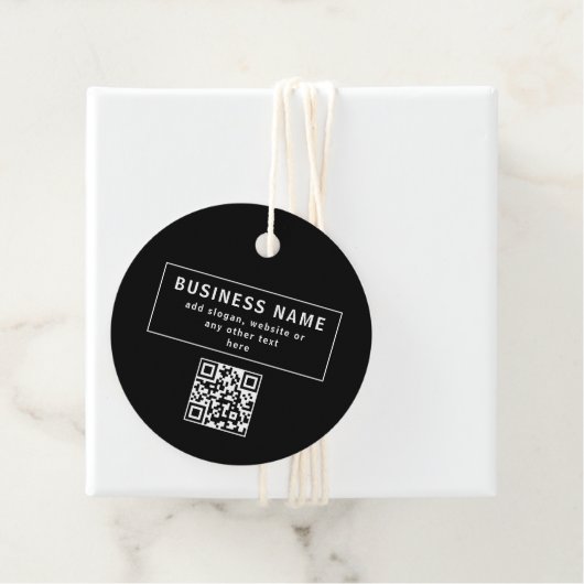 Upload QR-code of logo | Modern Zwart Bedankjes Labels (In situ)