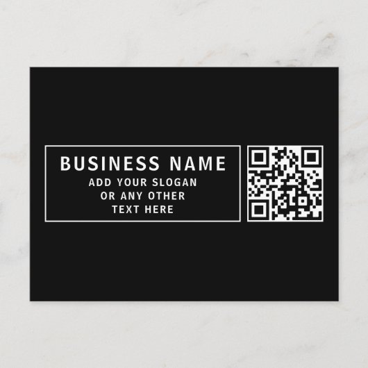 Upload QR-code of logo | Modern zwart Briefkaart (Voorkant)