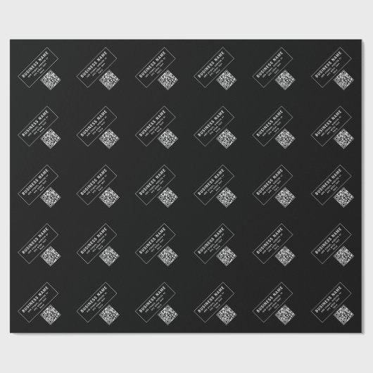 Upload QR-code of logo | Modern Zwart Cadeaupapier (Vlak)