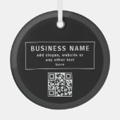 Upload QR-code of logo | Modern Zwart Glas Ornament (Voorkant)