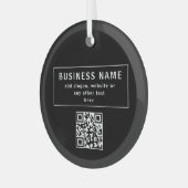 Upload QR-code of logo | Modern Zwart Glas Ornament (Voorkant links)