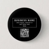 Upload QR-code of logo | Modern Zwart Ronde Button 5,7 Cm (Voorkant)