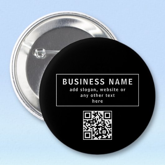 Upload QR-code of logo | Modern Zwart Ronde Button 5,7 Cm