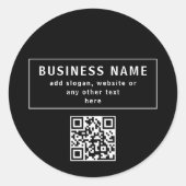 Upload QR-code of logo | Modern Zwart Ronde Sticker (Voorkant)
