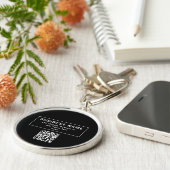Upload QR-code of logo | Modern Zwart Sleutelhanger (Zijkant)