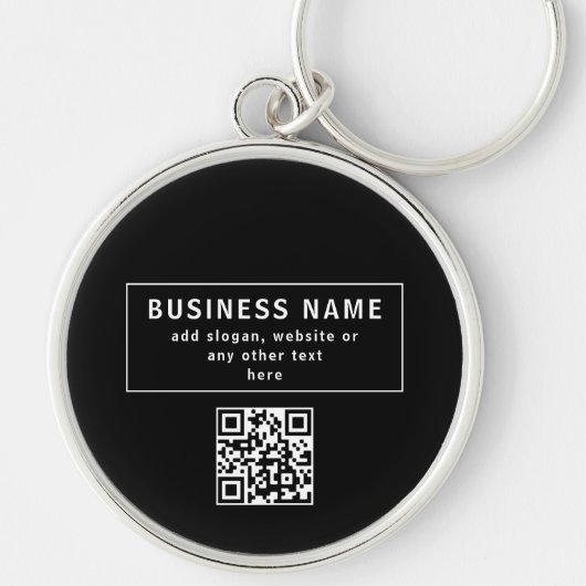 Upload QR-code of logo | Modern Zwart Sleutelhanger (Voorkant)