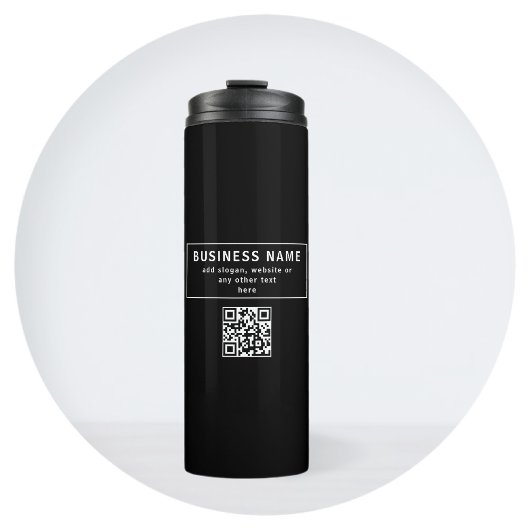 Upload QR-code of logo | Modern Zwart Thermosbeker