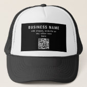 Upload QR-code of logo | Modern Zwart Trucker Pet (Voorkant)