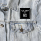 Upload QR-code of logo | Modern Zwart Vierkante Button 5,1 Cm (In situ)