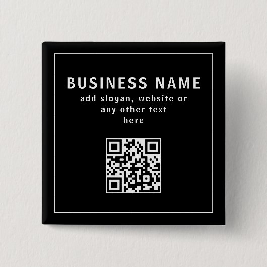 Upload QR-code of logo | Modern Zwart Vierkante Button 5,1 Cm (Voorkant)