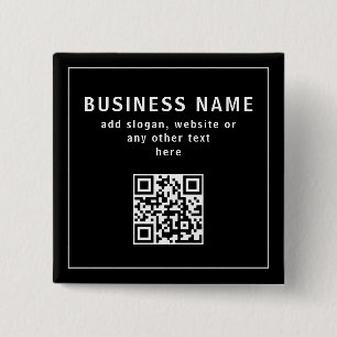 Upload QR-code of logo Modern Zwart Vierkante Button 5,1 Cm