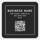 Upload QR-code of logo | Modern Zwart Vierkante Sticker (Voorkant)