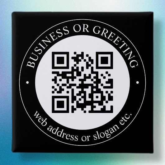 Upload QR-code of logo | Moderne zwarte knop Vierkante Button 5,1 Cm