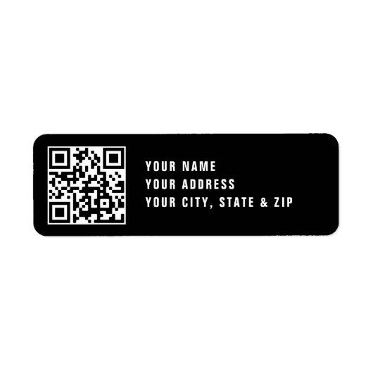 Upload QR-code of logo | Zwarte retouradres Etiket (Voorkant)