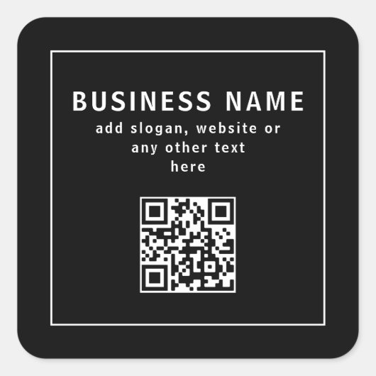 Upload QR code or Logo | Modern Black Vierkante Sticker (Voorkant)