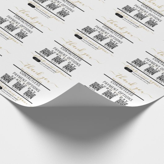 Upload QR-codes & logo 3 betaalapps zwart & wit Cadeaupapier (Hoek)