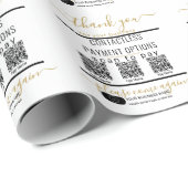 Upload QR-codes & logo 3 betaalapps zwart & wit Cadeaupapier (Rol Hoek)