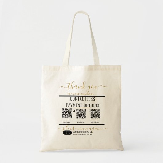 Upload QR-codes & logo 3 betaalapps zwart & wit Tote Bag (Voorkant)