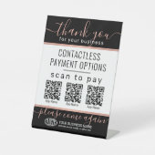 Upload QR Codes & Logo 3 Betalen Apps Roze & Zwart Reclamebord Met Voetstuk (Voorkant)