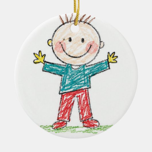 Upload Tekening van Kind Verander Kinderkunst naar Keramisch Ornament (Voorkant)